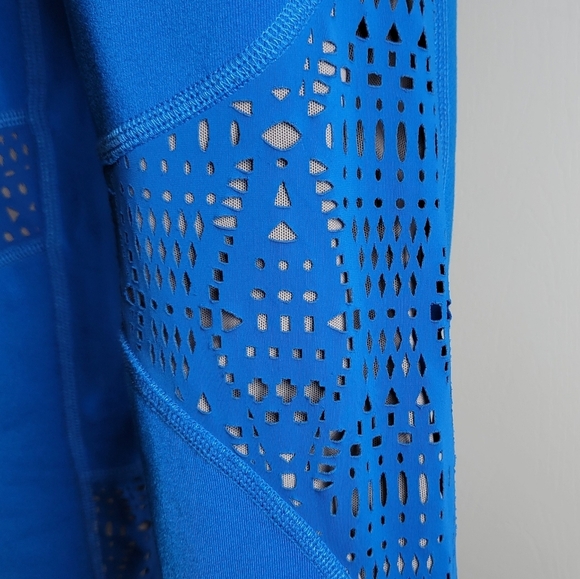Alo Royal Blue High-Waist Perforated Detail Leggings Size Small Athletic Legging - Picture 3 of 8